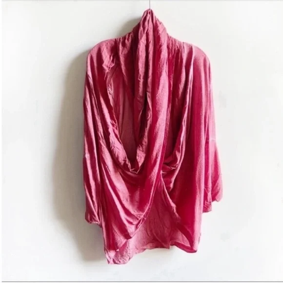 Anthropologie Saturday Sunday Wrapped kimono red looped cowl - Picture 2 of 7